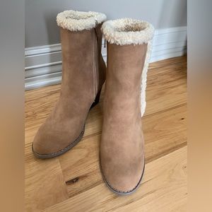 Report (New - Never Worn) Guada Wedge Bootie with Faux Sherpa Accents
